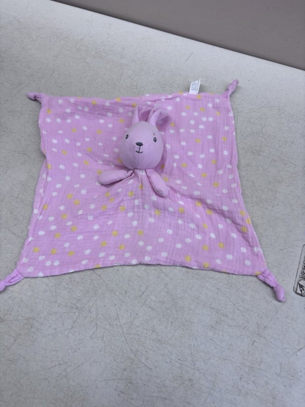 Parents Choice PINK Polka Dot Muslin Bunny Rabbit Lovey Security Blanket Rattle